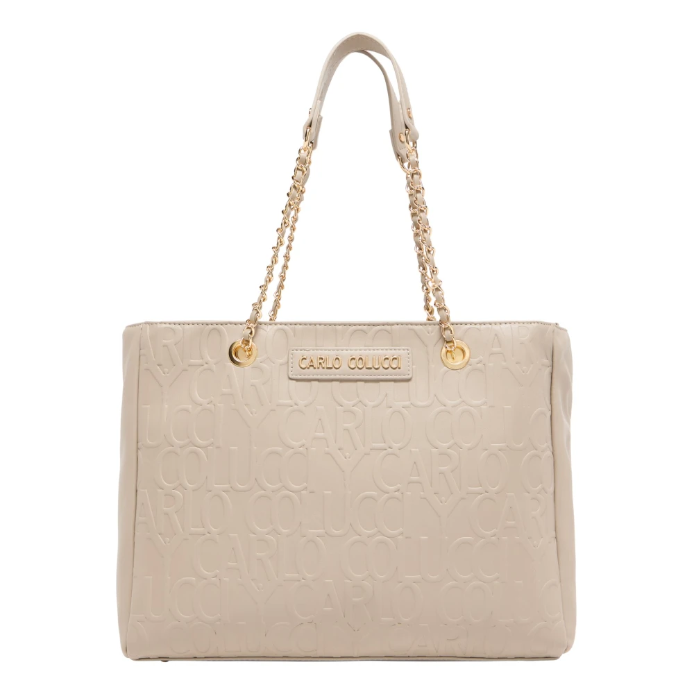Carlo Colucci Women's Gray Shopper With Logo Embossing