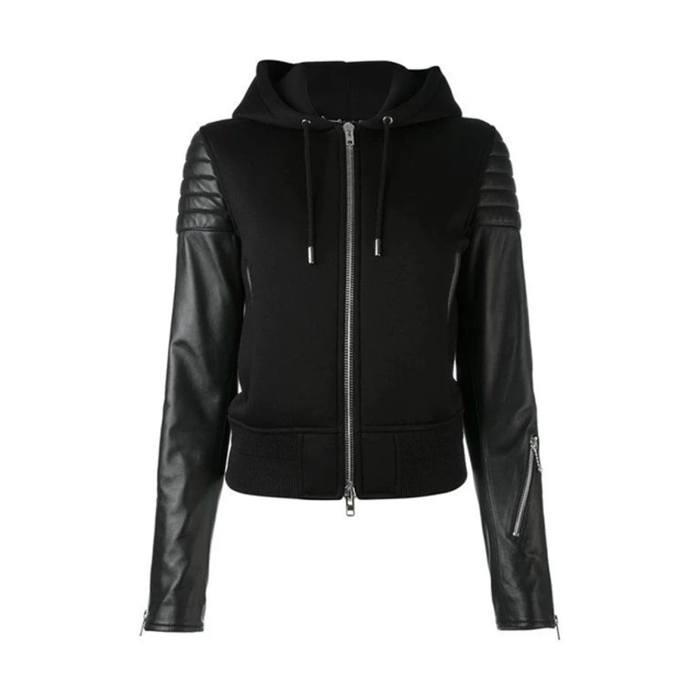 Givenchy Gewatteerde viscosejas met leren inzetstukken Black Dames