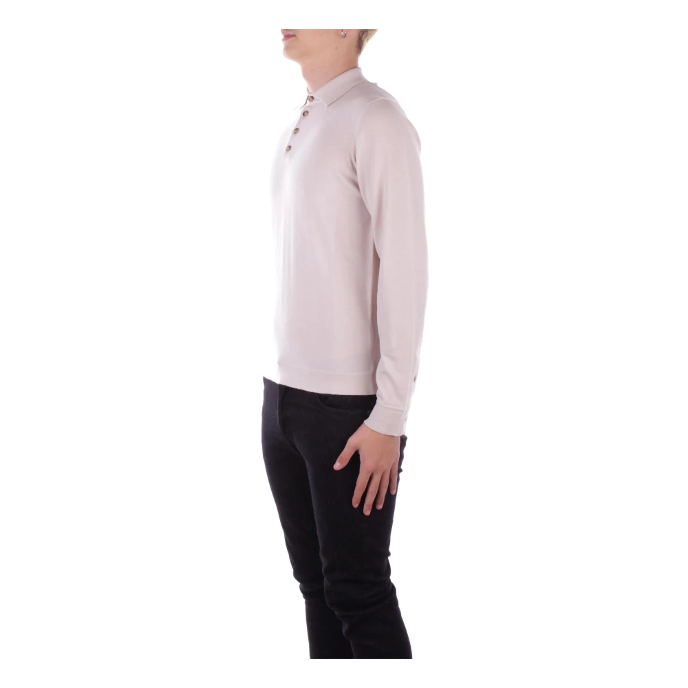 Alpha Studio Logo Front Button Polo Shirt Pink Heren