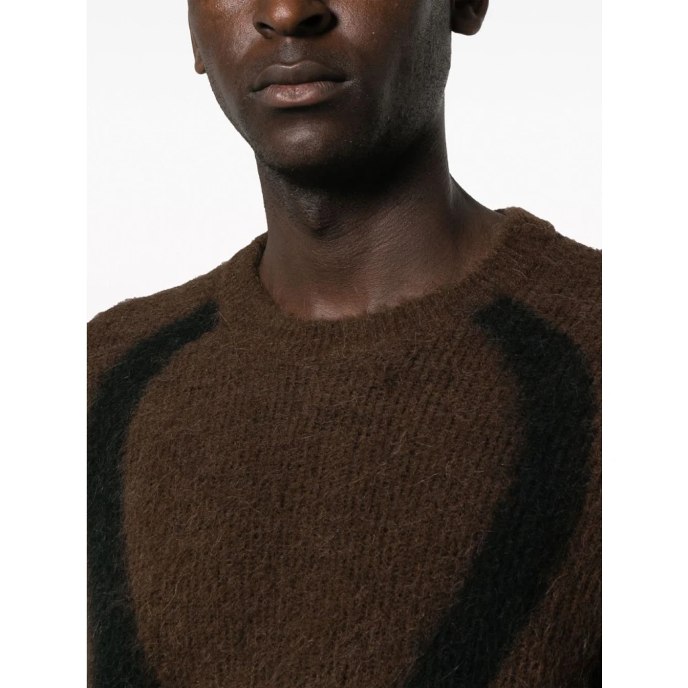 J.l-A.l Grafische Contrast Alpaca Pullover Sweater Brown Heren
