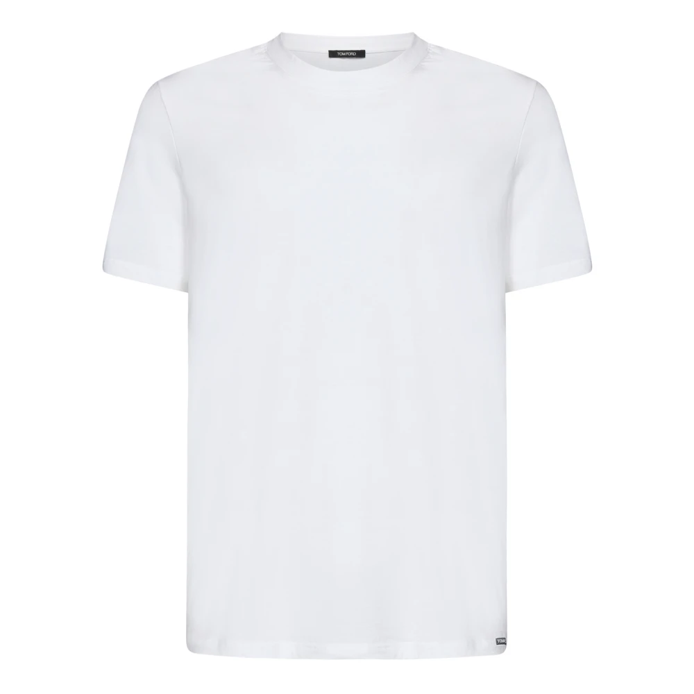 Tom Ford White T-Shirts, Male, S, Ribbed Crewneck T-Shirt