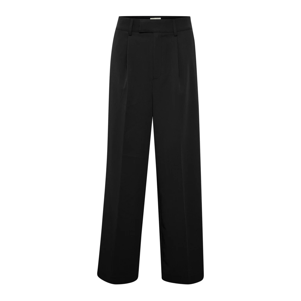 Kaffe Wijde broek met voorplooien Black Dames