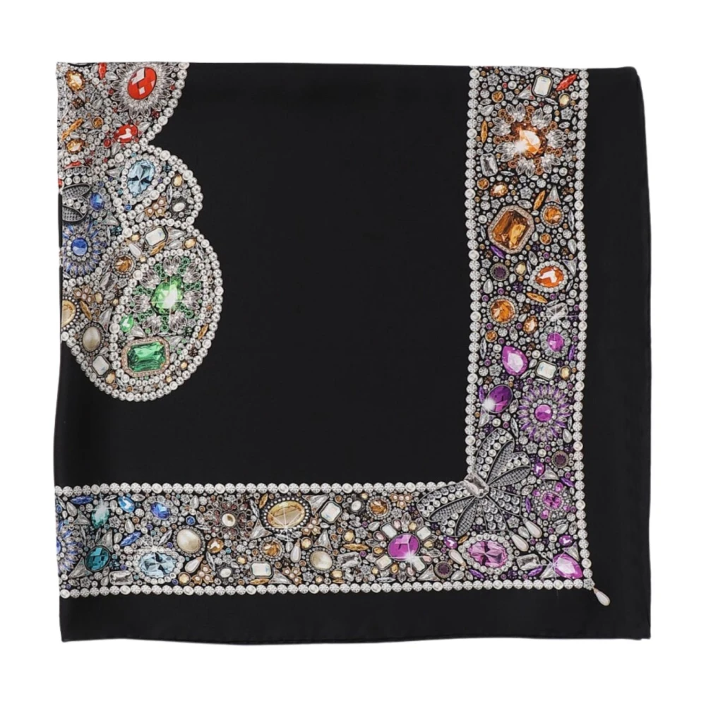 Moschino Unieke zijden sjaal met Teddy Bear-print Black Dames