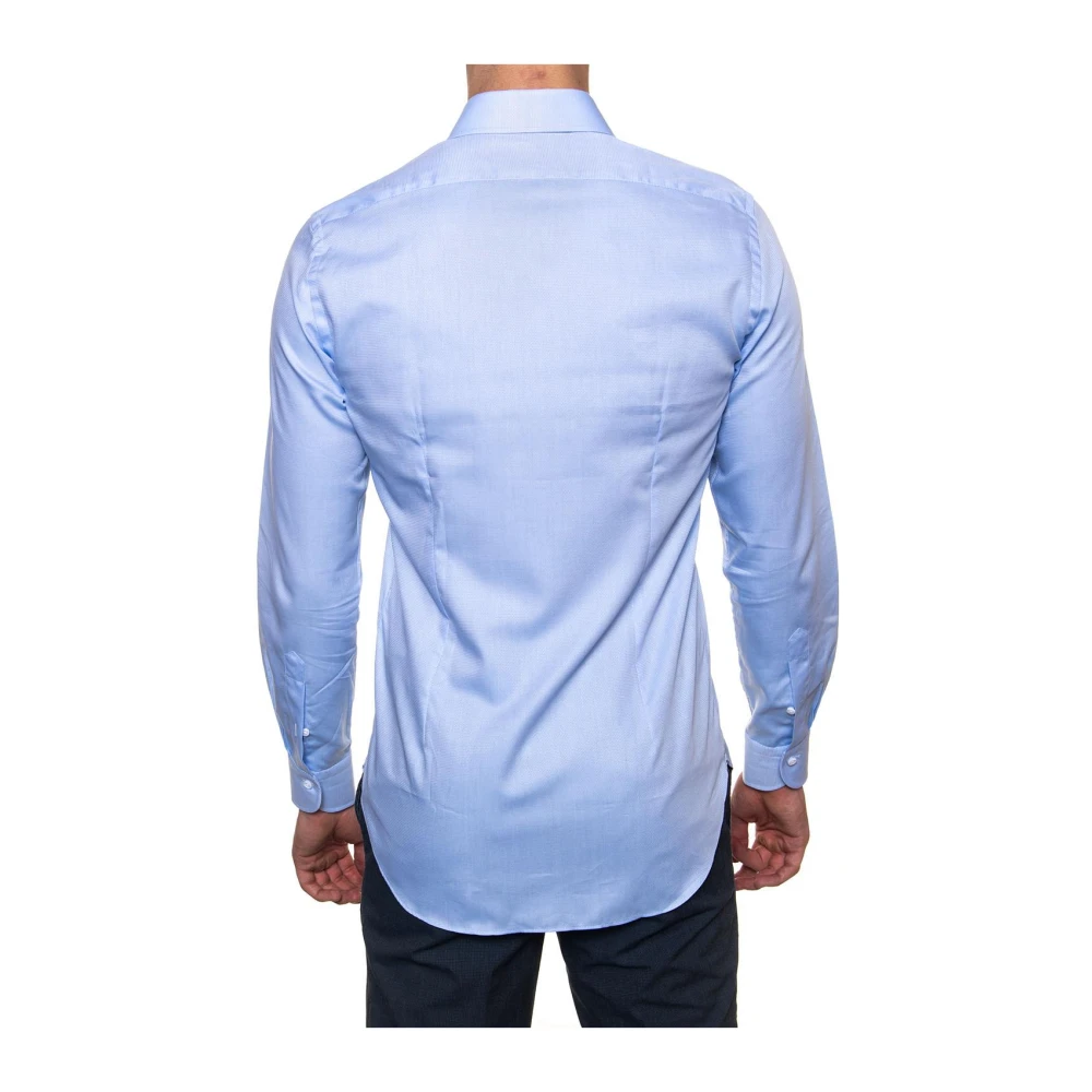 Càrrel Italiaanse Hals Micro Print Overhemd Blue Heren