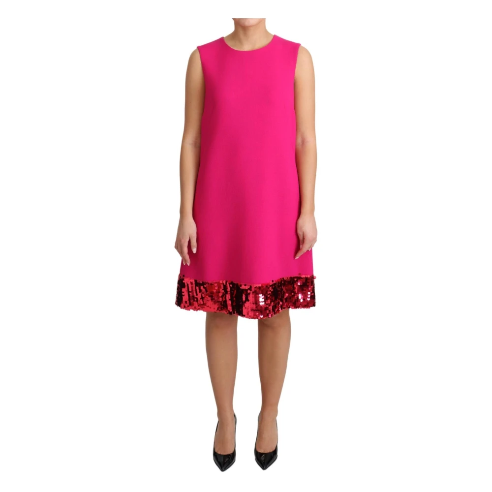 Dolce & Gabbana Lyxig Fuchsia Paljett Skiftklänning Pink, Dam