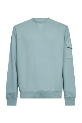 Ribbstickad Sweatshirt med Rund Hals