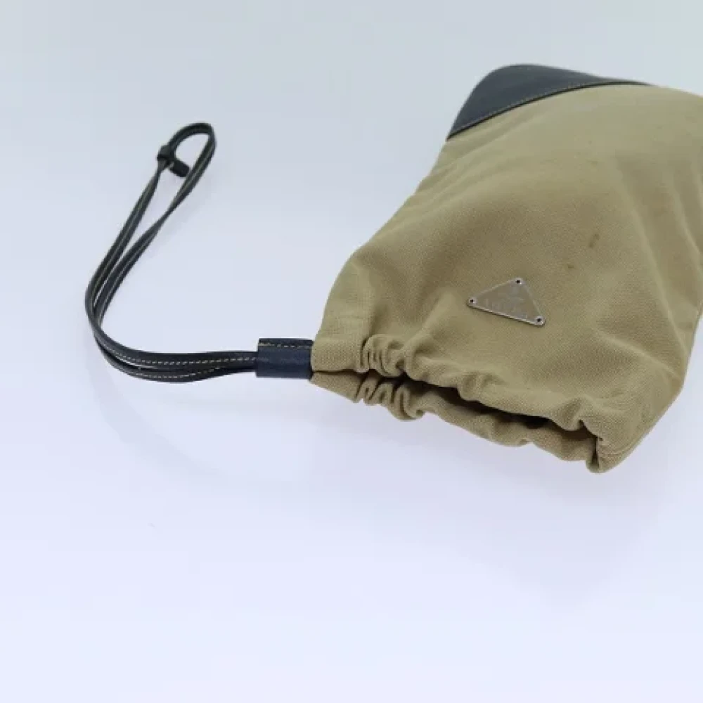 Prada Vintage Pre-owned Canvas pouches Beige Dames