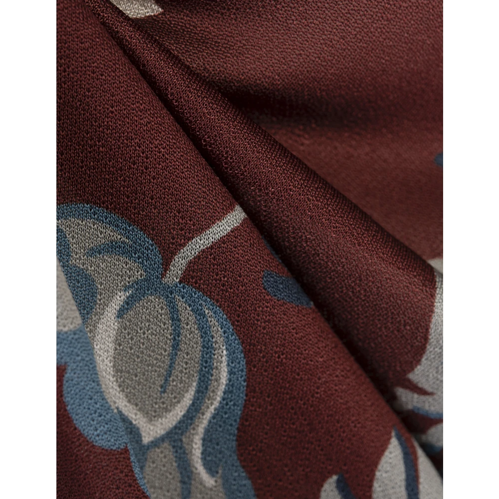 ETRO Burgundy Floral Foliage Print Shirt Multicolor Dames