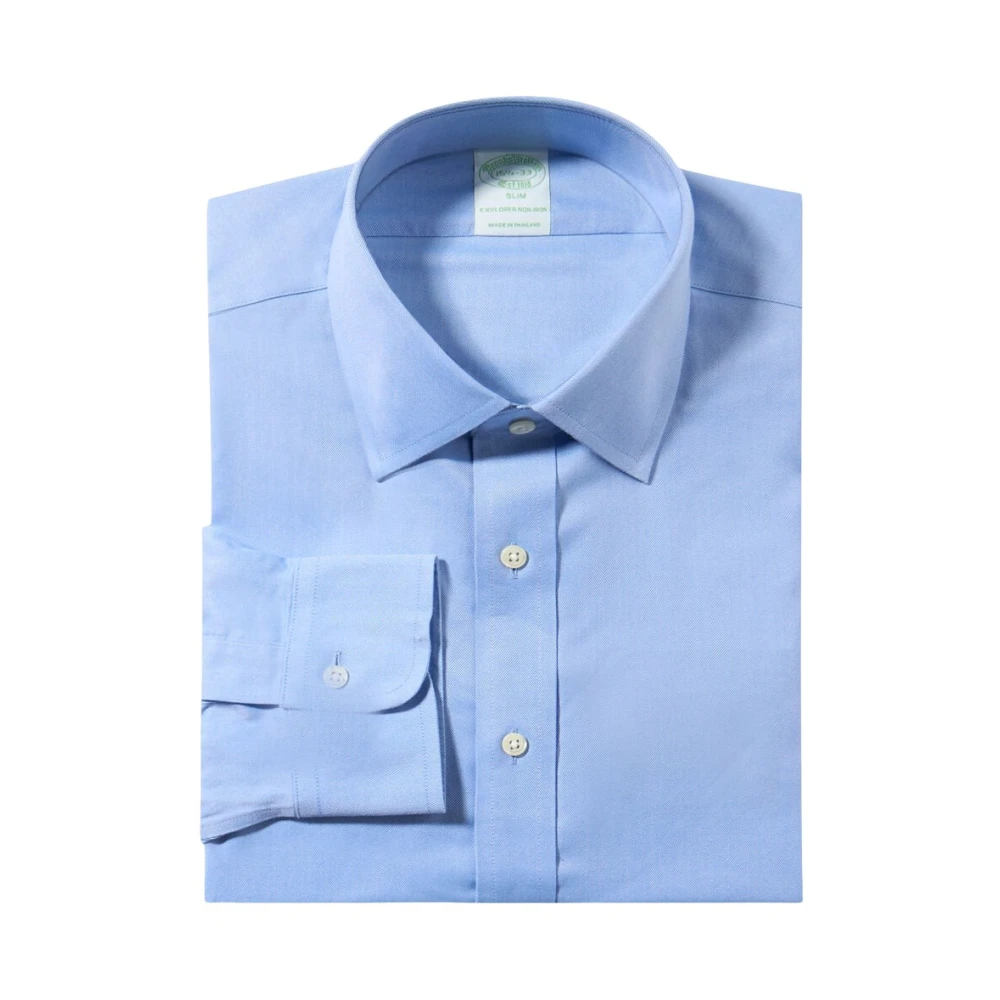 Brooks Brothers Men's Blue Slim Fit Non-Iron Performance Shirt With Ainsley Collar - Formal Shirts - 2XL - Shirts