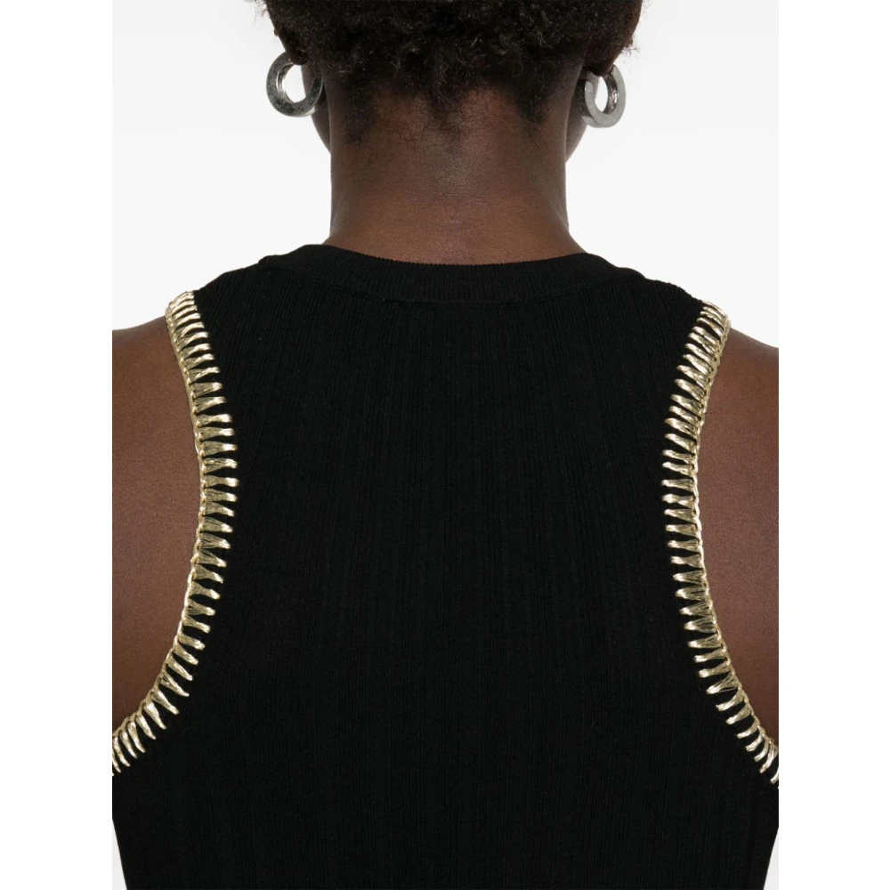Ganni Stijlvolle Tanktop met Whipstitch Trim Black Dames