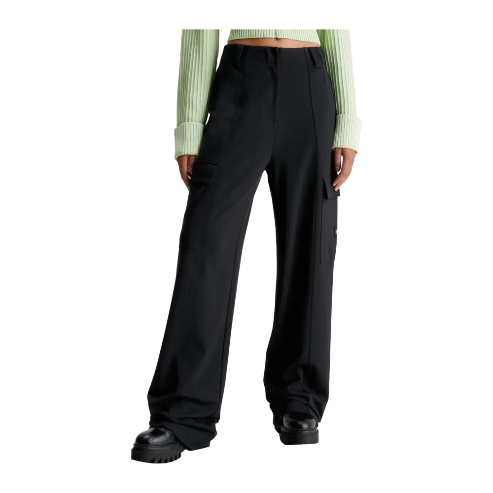Calvin Klein Jeans Zwarte broek met rits en zakken Black Dames