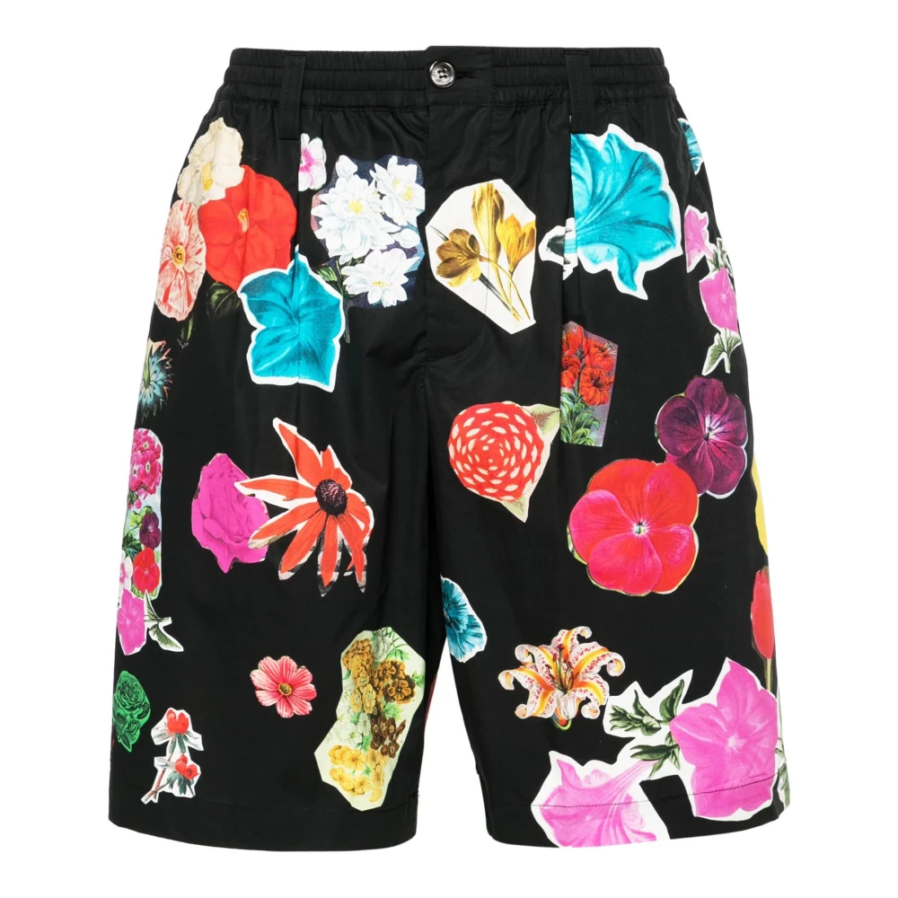 Marni Zwarte Bloemen Bermuda Shorts Multicolor Heren