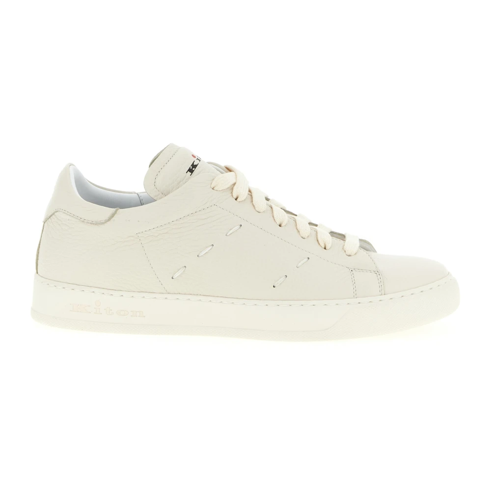 Kiton Gehamerd leren sneakers Heren Schoenen Wit