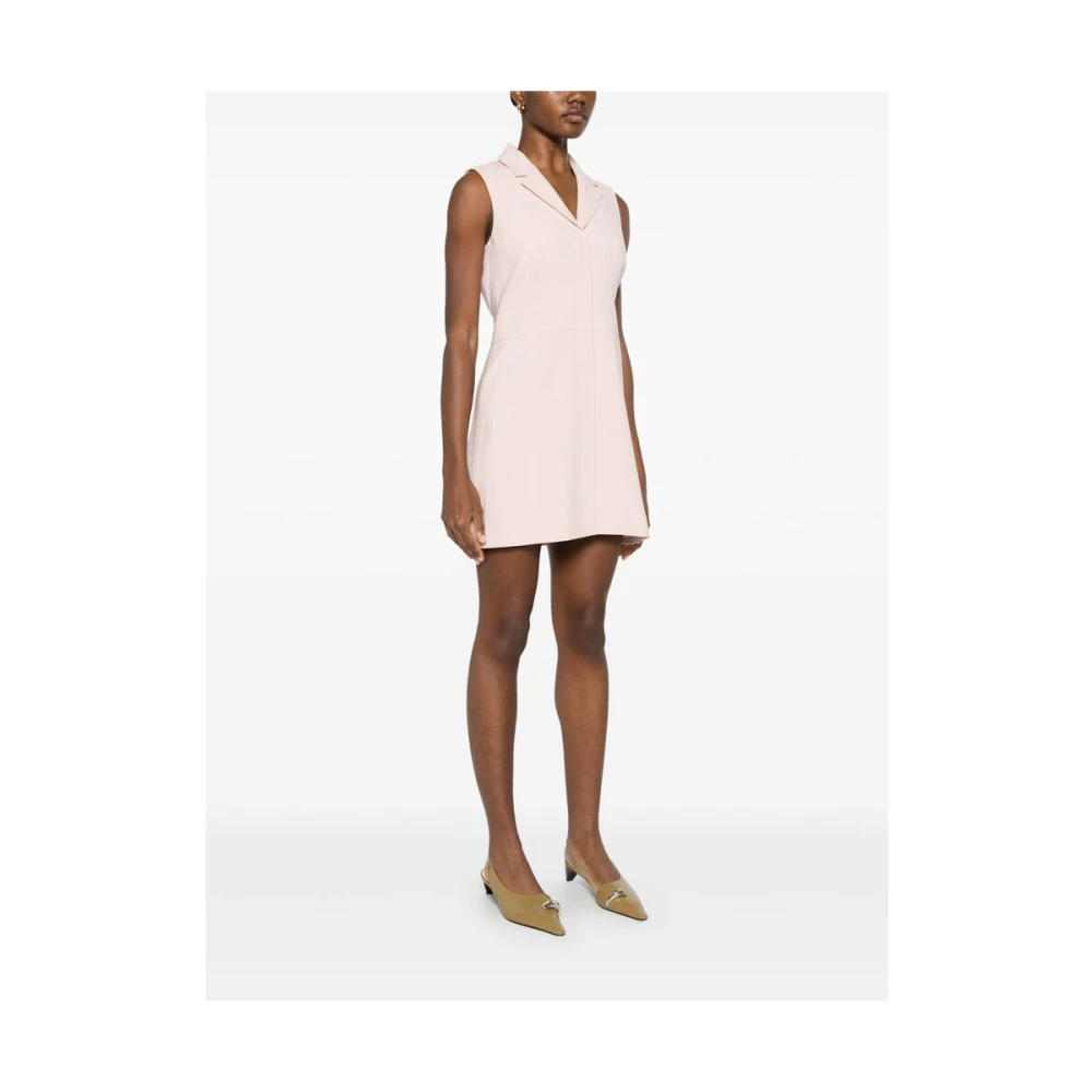 Theory Blush Pink Mouwloze Jurk met Inkeping Revers Pink Dames