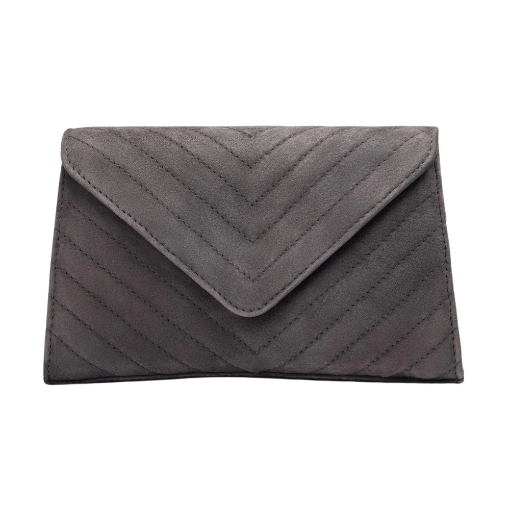 Unisa Suède Mini Tas met Geometrische Stiksels Gray Dames