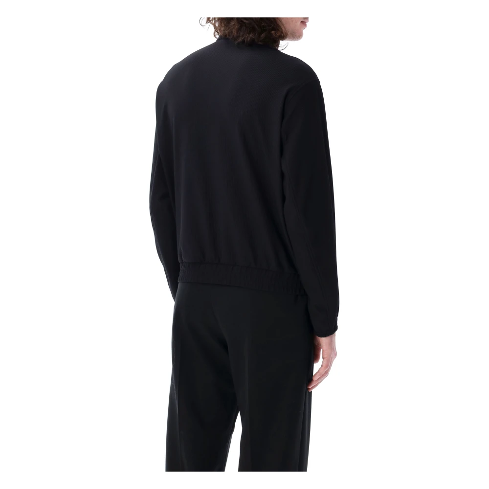 Emporio Armani Zwarte Canneté-effect Blouson Buitenkleding Black Heren