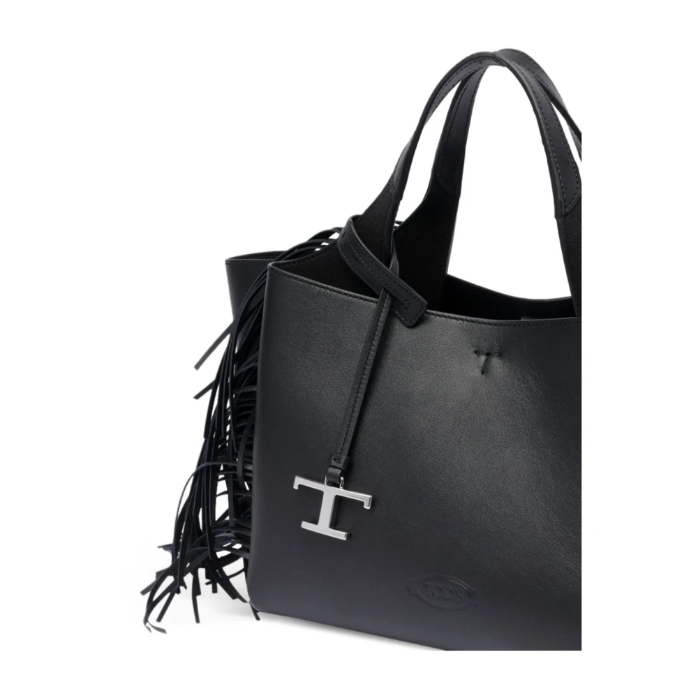 TOD'S Zwarte Karabijnhaak Tassen met Logohanger Black Dames