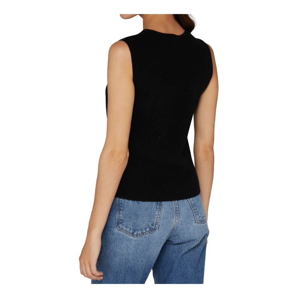Max Mara Kasjmier Wol Gebreide Mouwloze Top Black Dames