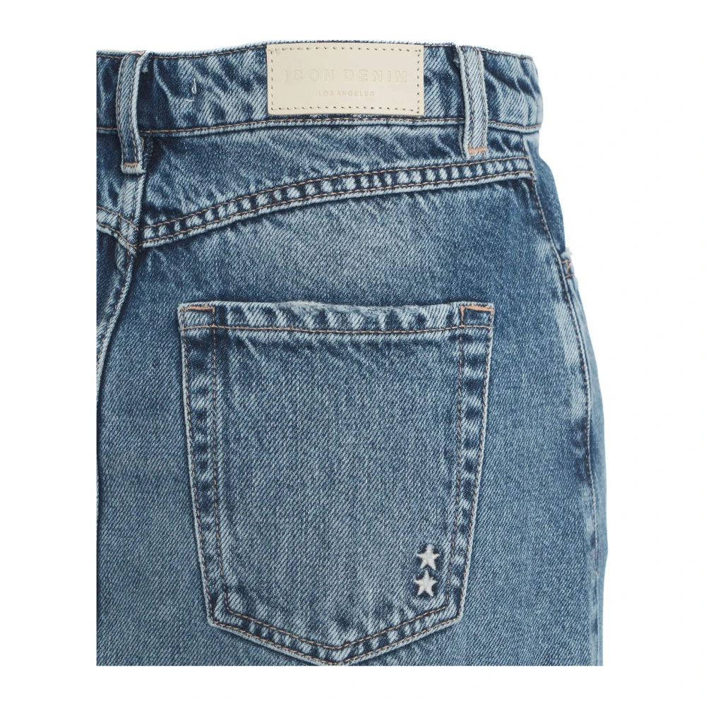 Icon Denim Blauwe Maxi Denim Rok Chic Stijl Blue Dames