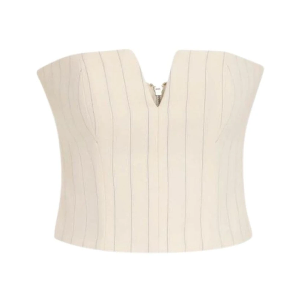 Zimmermann Randig Ull Bustier Topp White, Dam