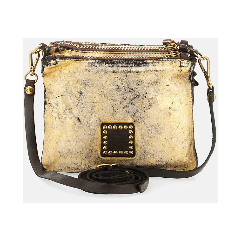 Campomaggi Gouden leren clutch met drie compartimenten Yellow Dames