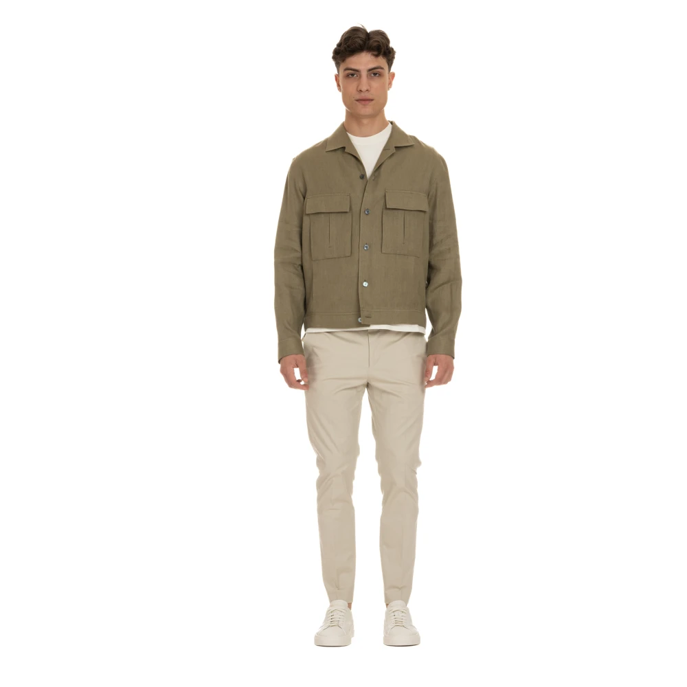 Ermenegildo Zegna Groene Linnen Overshirt Jas Green Heren
