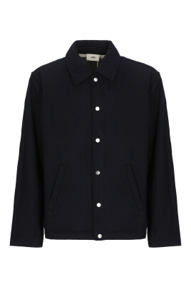 veste-bleue-en-melange-de-laine-avec-col