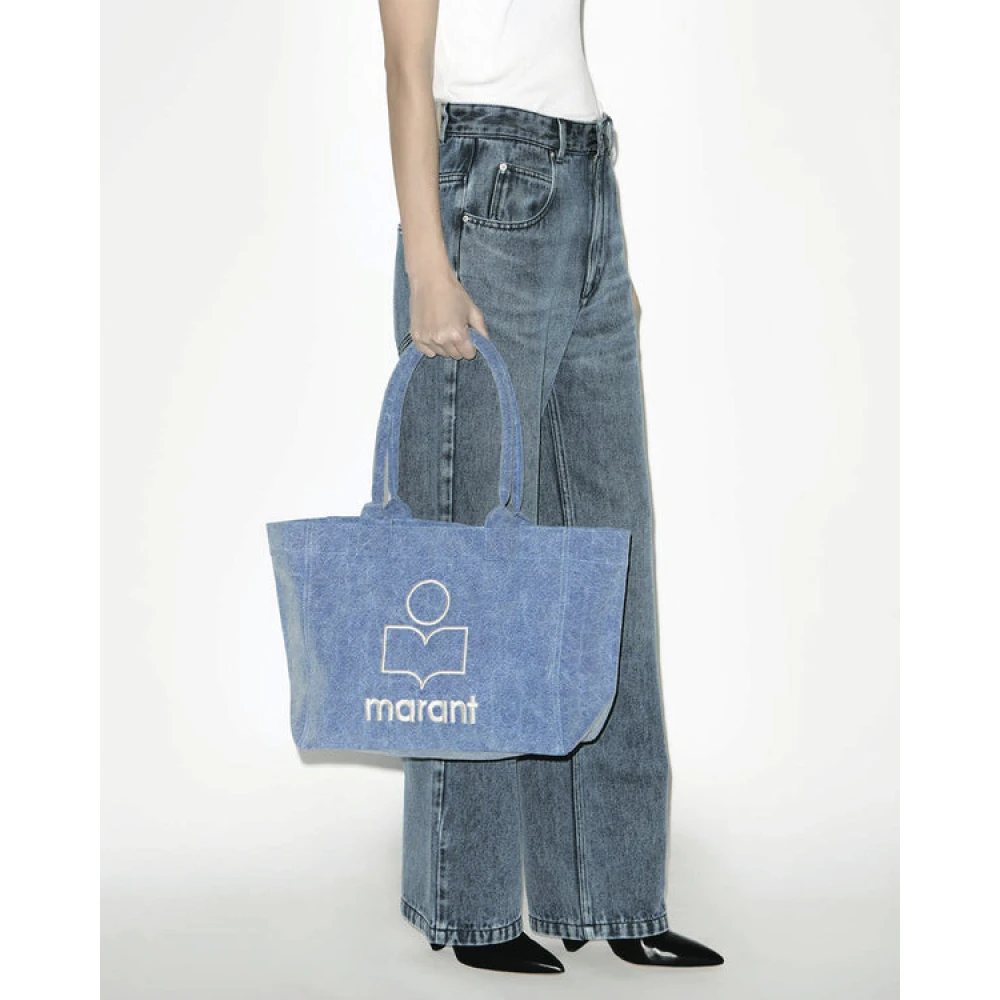 Isabel marant Blauwe Tote Tas met Rits en Logo Blue Dames