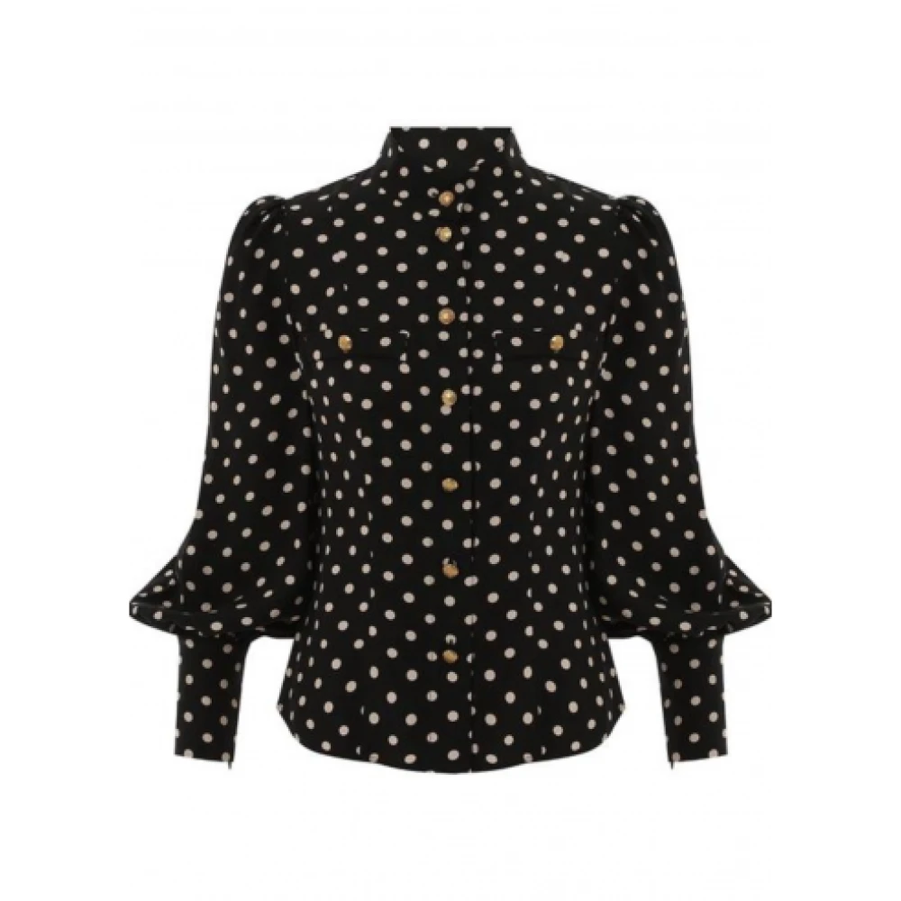 Zimmermann Luxe Zwarte Polka Dot Shirt Black Dames
