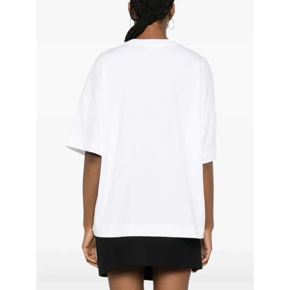 alexander mcqueen AMQ Seal Logo Kristal Geborduurd T-shirt White Dames