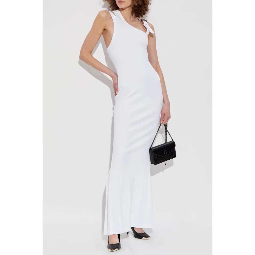 Versace Jeans Couture Geribbelde bandjurk White Dames