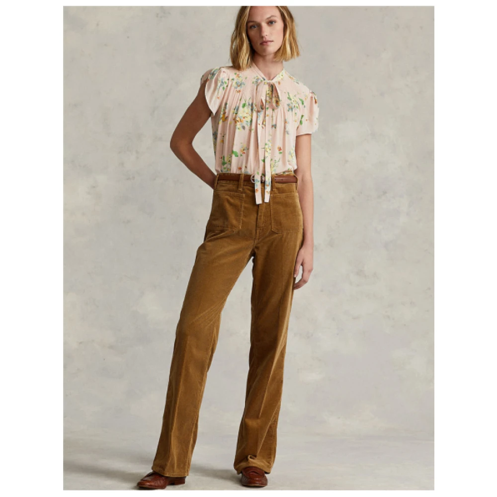 Polo Ralph Lauren Ribfluwelen Flare Broek Jenn New Ghurka Brown Dames