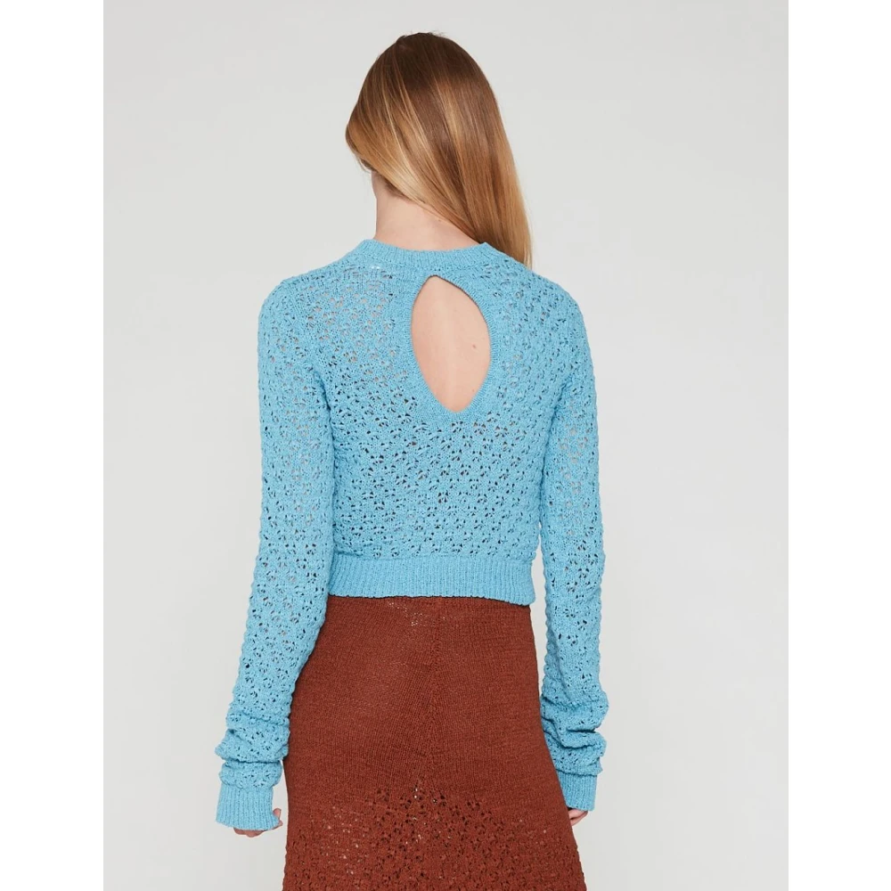 Rotate Birger Christensen Rondgebreide trui Blue Dames
