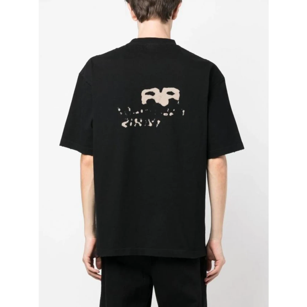 Balenciaga Bedrukt Logo T-shirt in Zwart Black Heren
