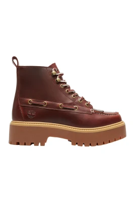 Läder Plattform Ankelboots Bordeaux