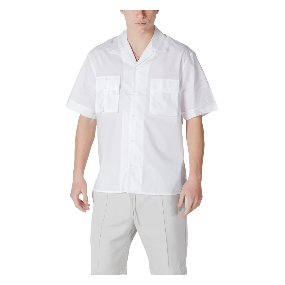 Antony Morato Men's White V-Neck Shirt With Front Pockets