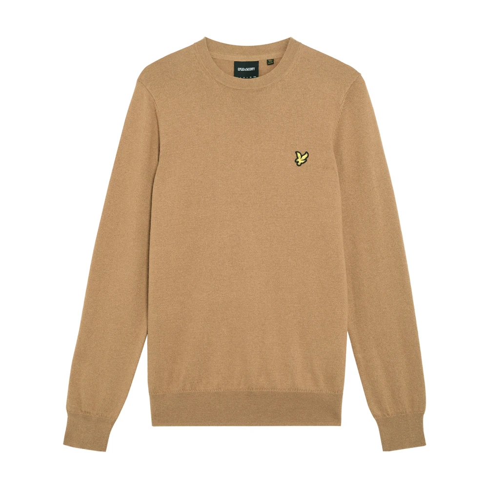 Lyle & Scott Men's Beige Mid Knits Cotton Merino Crew Neck Jumper - Round-Neck Knitwear - M - Knitwear