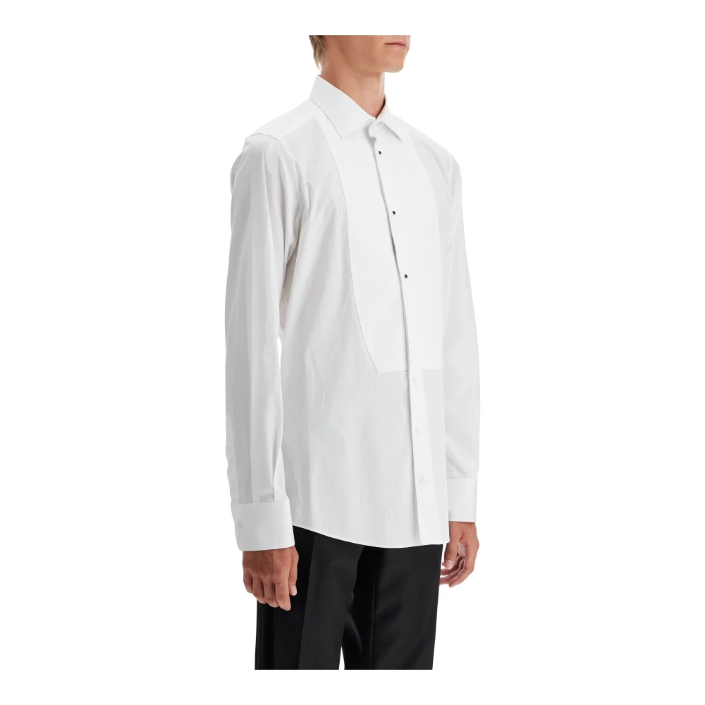 Dolce & Gabbana Guld Slim Fit Smoking Skjorta White, Herr