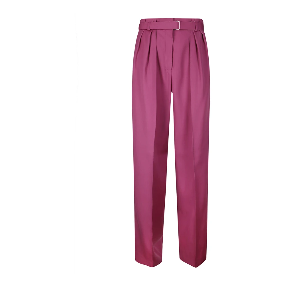 Lanvin Hoge Taille Wijde Broek met Plooien en Voorsluiting Pink Dames
