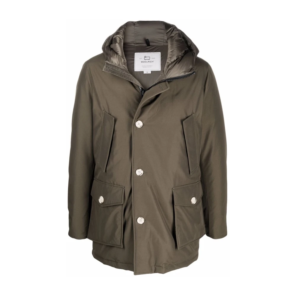 Woolrich Groene Gewatteerde Hoodiejas Green Heren