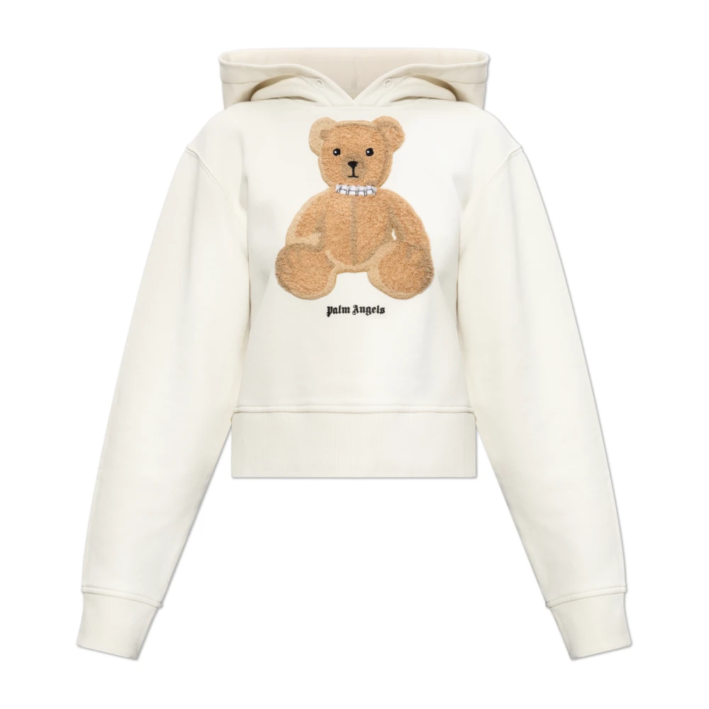 Palm Angels Donna Beige - Bear Fitted Hoodie - Sweatshirts & Hoodies - M
