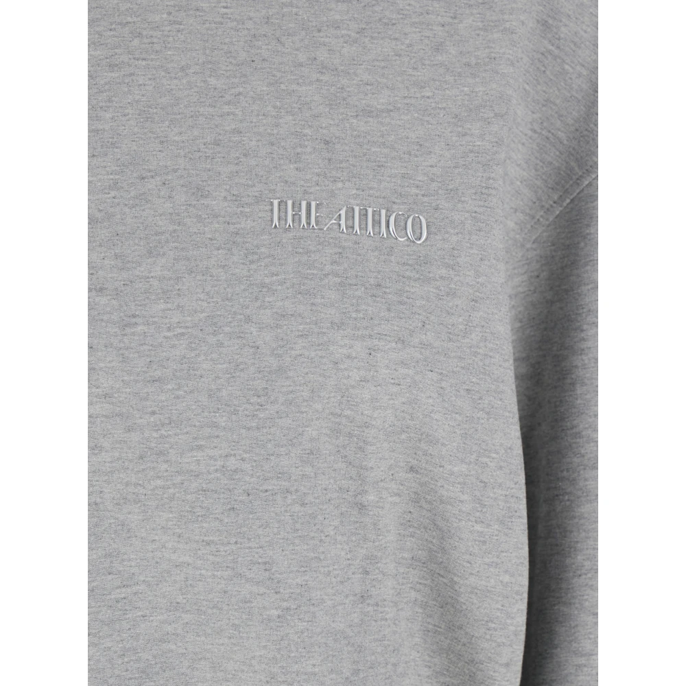 The Attico Grijze Crewneck Mini Jurk met Logo Gray Dames
