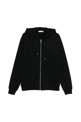 Hoodie med dragkedja i fleece med fotografiskt negativtryck