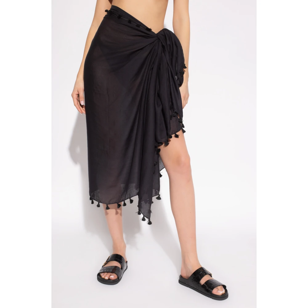 Melissa Odabash Gefranjerde pareo Black Dames