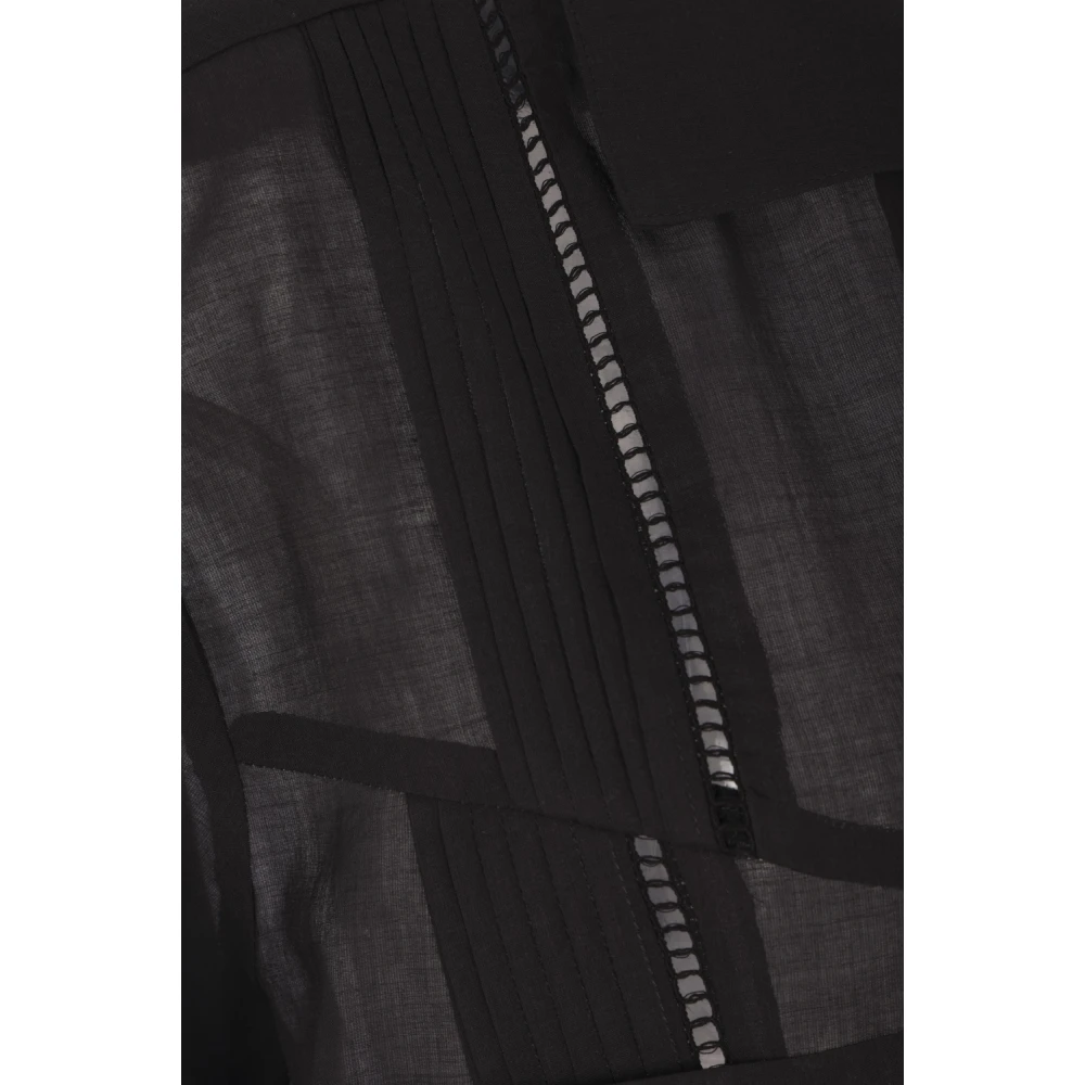 Magliano Zwarte katoenen Guayabera-shirt met geplooide details Black Heren