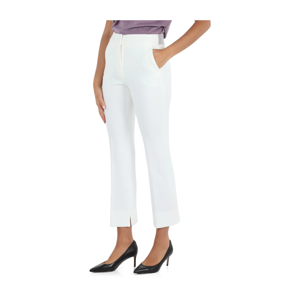 PESERICO Uitlopende broek van viscose en katoen White Dames