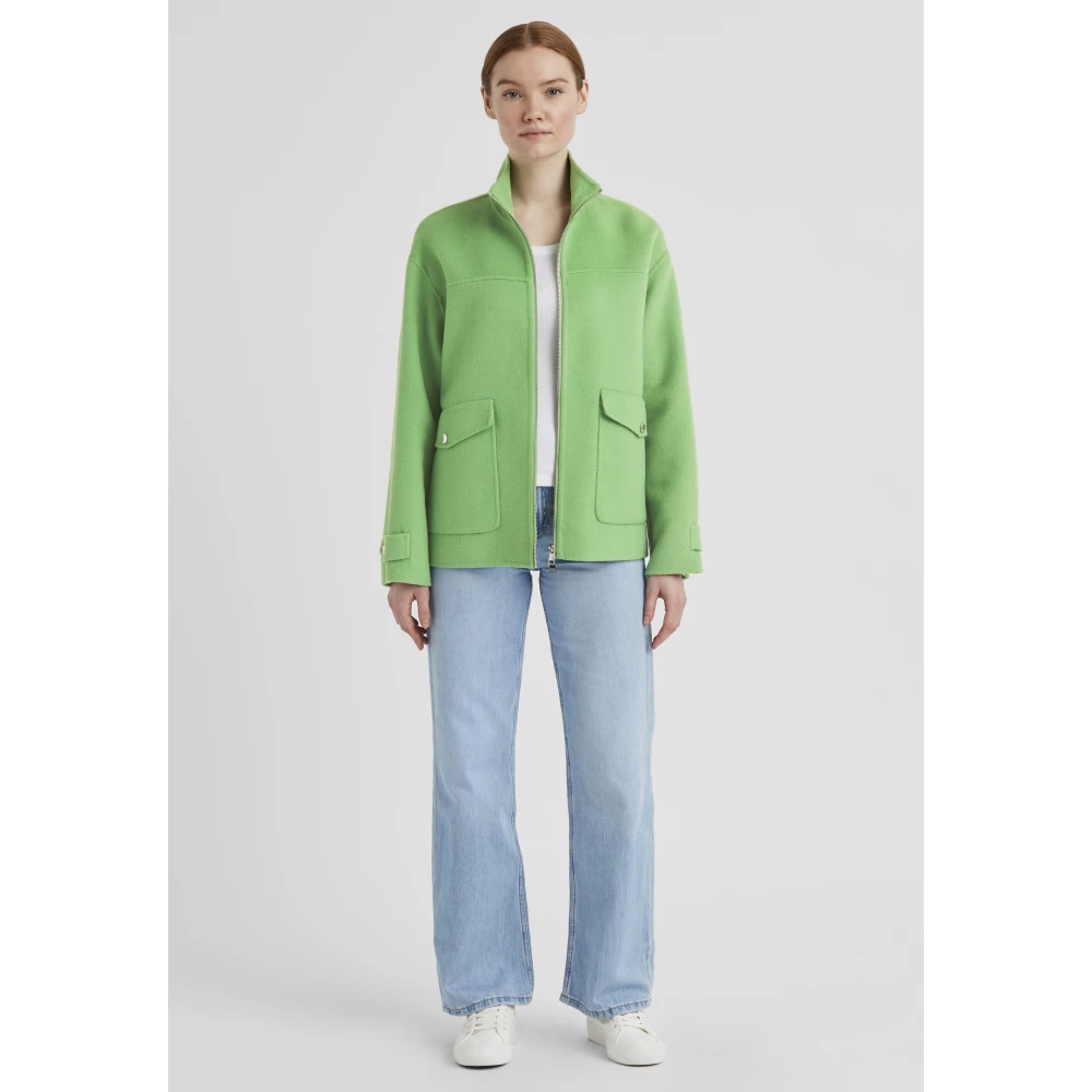Milestone Doubleface Casual Jack met Opstaande Kraag Green Dames