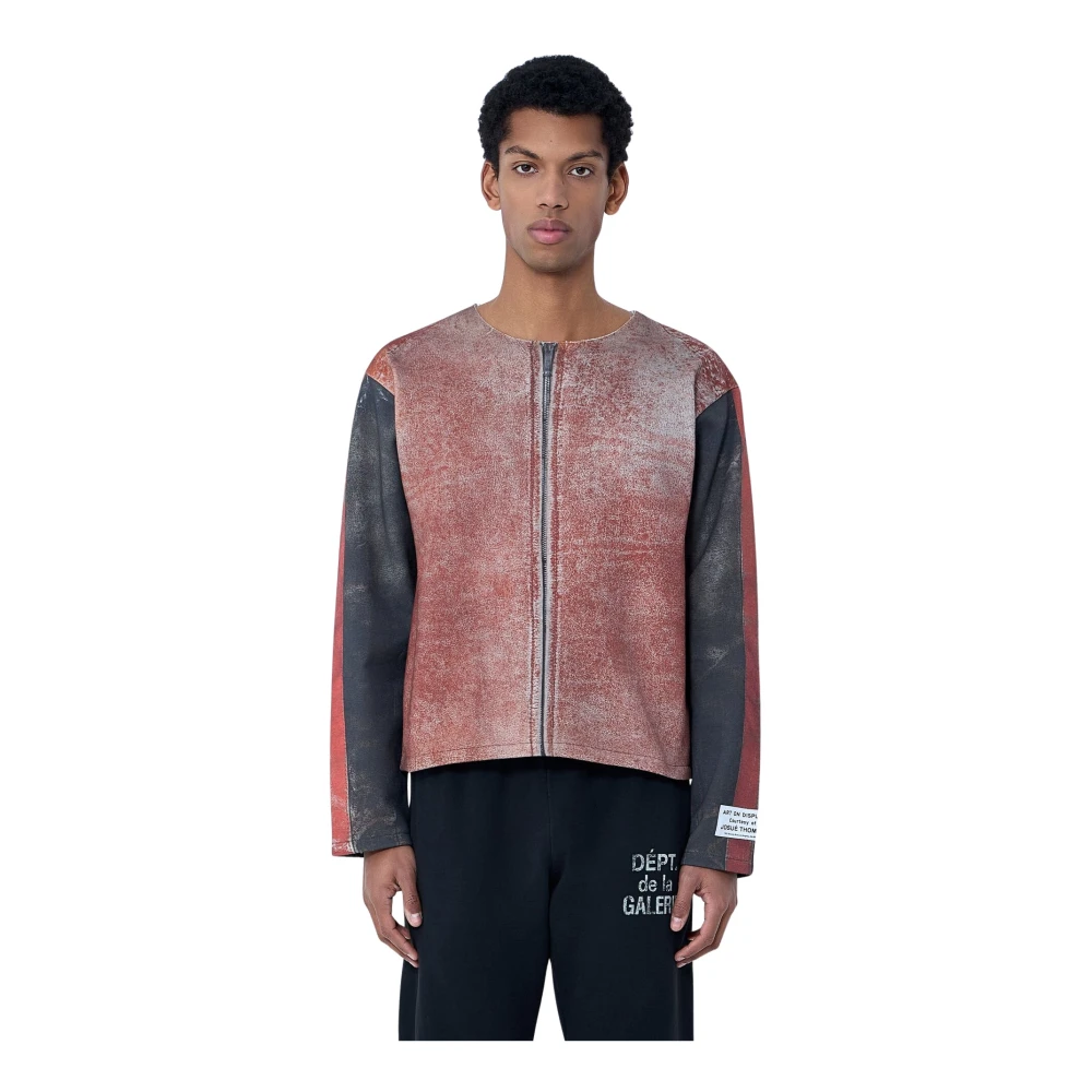 Gallery Dept. Brown Raw-Edge Zip-Print Top - Male - Zip-Throughs - 2XL - Sweatshirts & Hoodies