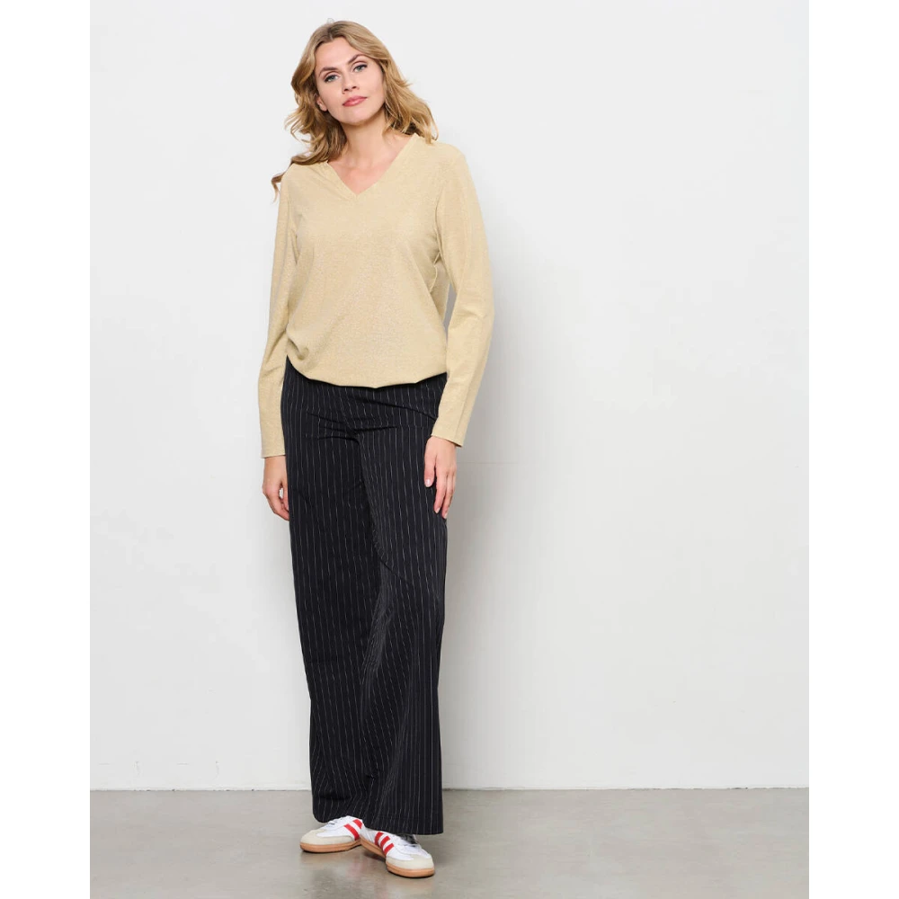 &Co Woman Lurex Longsleeve Top Vieve Ts264 Beige Dames