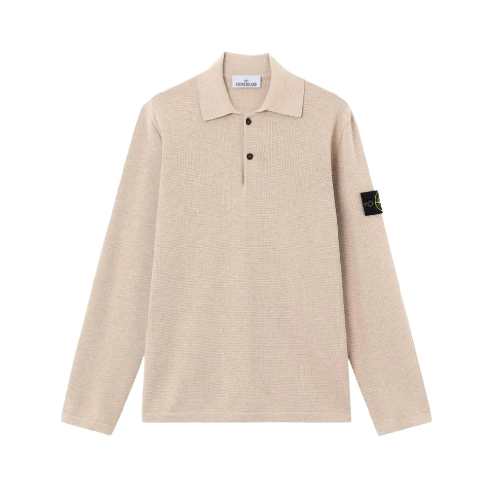 Stone Island Beige Polo Shirts, Male, S, Ls Polo